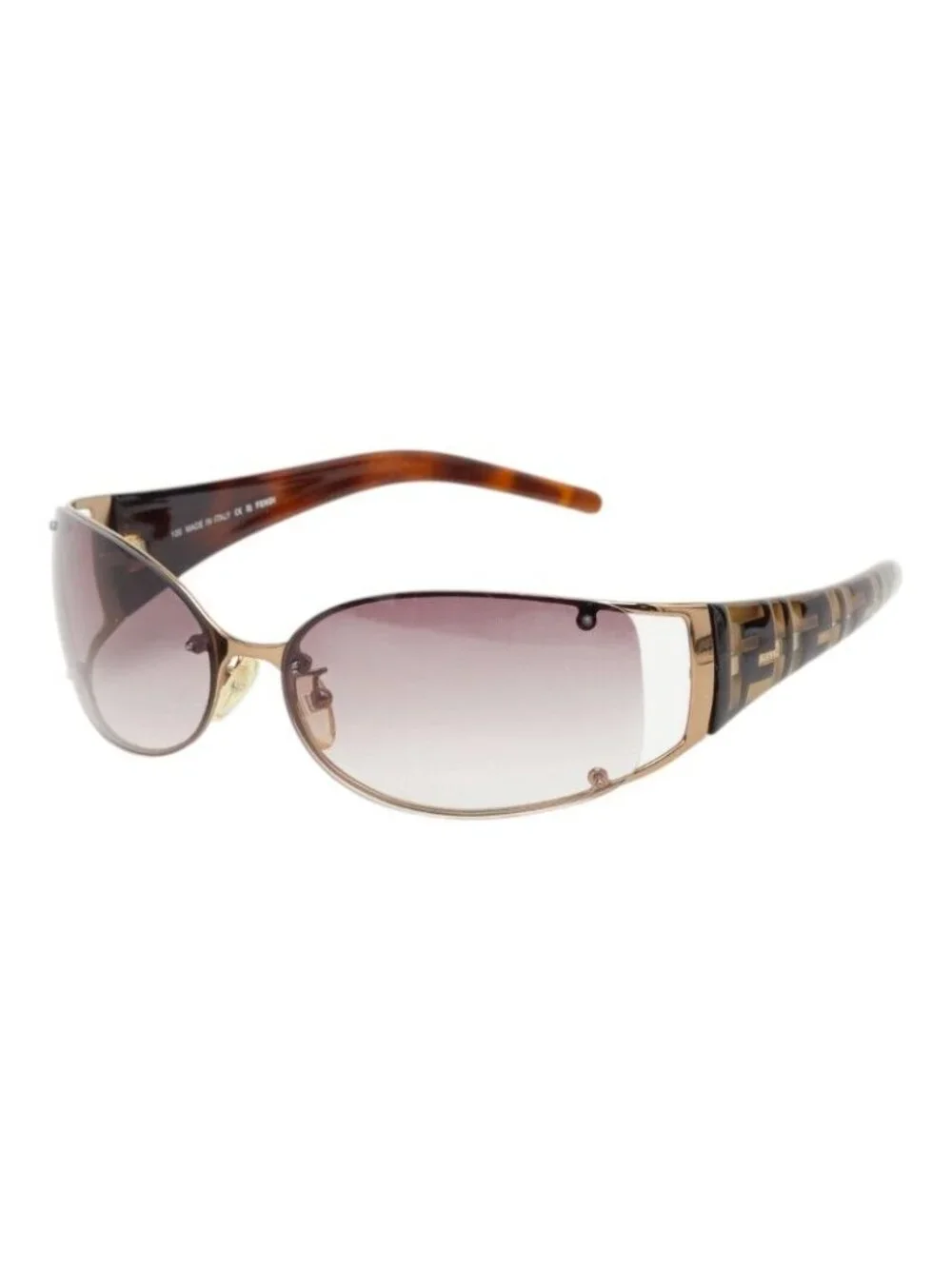 Fendi Zucca Sunglasses Brown Gold Acetate Plated Eyewear